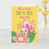 Voor Girl Sip en Zie uitnodiging tot Baby shower (Gele Bloem)