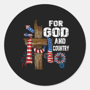 Voor God en Land Kruis Christelijke Patriottische  Ronde Sticker