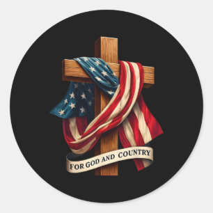 Voor God en Land Kruis Christelijke Patriottische  Ronde Sticker