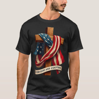 Voor God en Land Kruis Christelijke Patriottische T-shirt