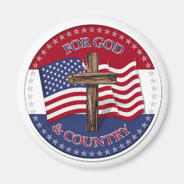 Voor God en Land - Kruis met 50 sterren Amerikaans Magneet