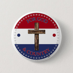 Voor God en land met kruis Ronde Button 5,7 Cm