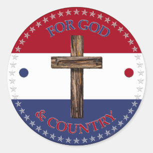 Voor God en land met kruis Ronde Sticker