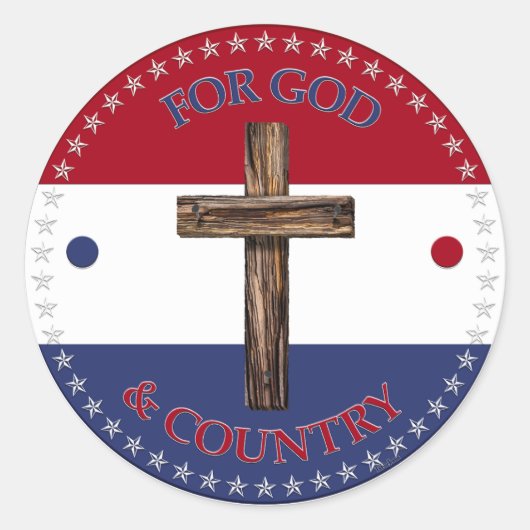 Voor God en land met kruis Ronde Sticker (Voorkant)