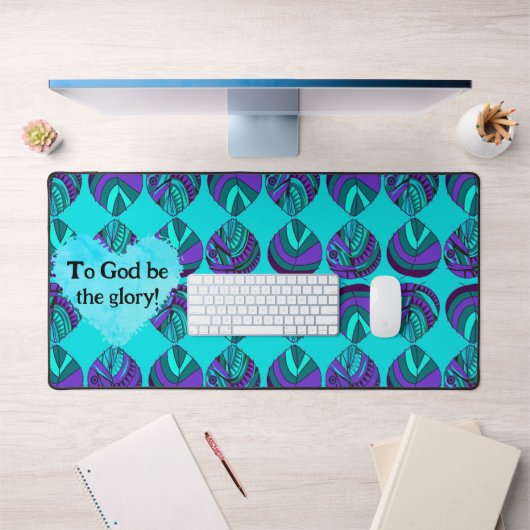 Voor God zij de heerlijkheid Visbladeren Paarse Bl Bureaumat (Kantoor 1)