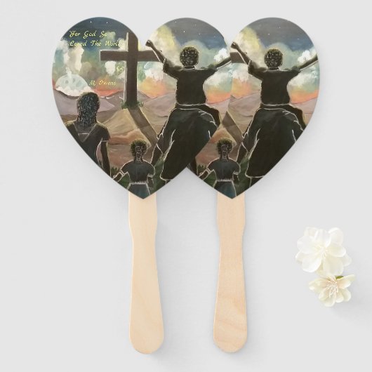 Voor God zo geliefd als de wereld Handwaaier (Voorkant en achterkant)