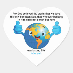 Voor God zo geliefd bij de wereld John 3:16 Earth Hart Sticker
