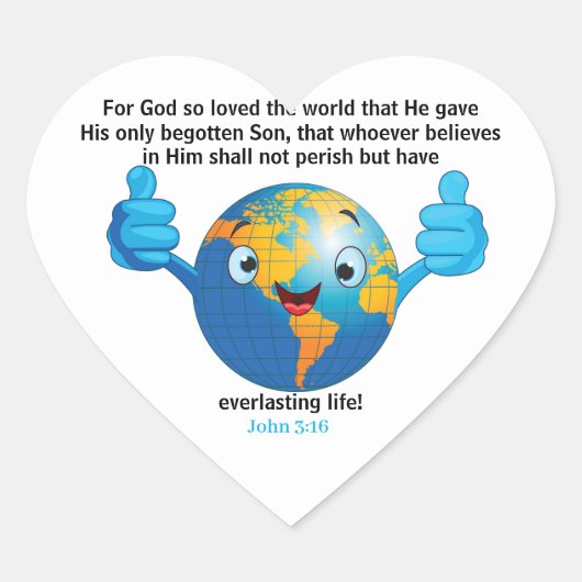 Voor God zo geliefd bij de wereld John 3:16 Earth Hart Sticker (Voorkant)
