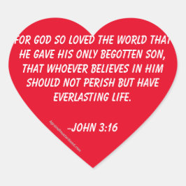 Voor God zo geliefd bij de wereld John 3:16 Hart Sticker