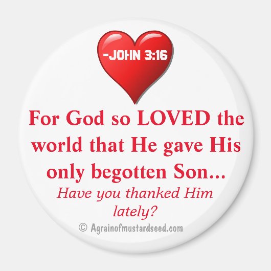 Voor God zo geliefd bij de wereld John 3:16 Magneet (Voorkant)