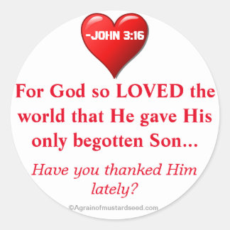 Voor God zo geliefd bij de wereld John 3:16 Ronde Sticker