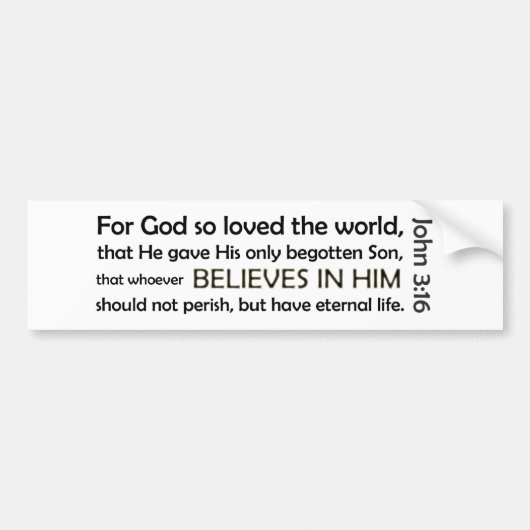 Voor God zo geliefd (wit, versie 2) Bumpersticker (Voorkant)
