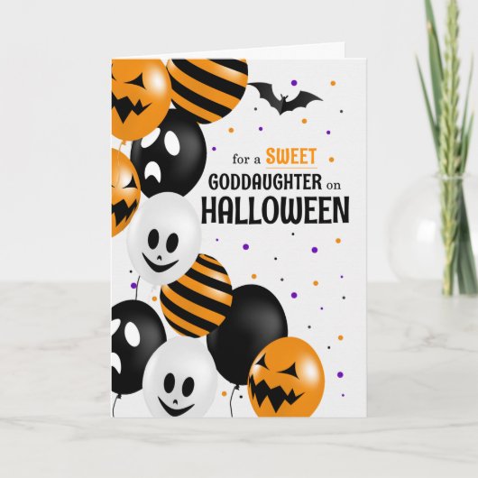voor Goddochter Balloons Polka Dots Halloween Kaart (Voorkant)