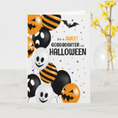 voor Goddochter Balloons Polka Dots Halloween Kaart (Gele Bloem)