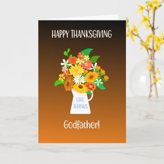 Voor Godfather Thanksgiving Bloemenboeket Kaart (Gele Bloem)