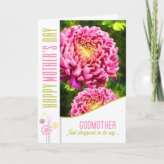 voor Godmoeder Pink Dahlia Garden Moederdag Kaart (Voorkant)