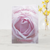 voor Godmother een Moederdag kaart met een roze ro (Gele Bloem)