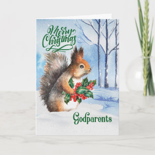 voor Godouders: Winter Woodland met kerstvierkant Feestdagen Kaart