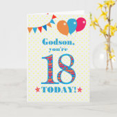 Voor Godson 18th Birthday Bunting and Balloons Kaa Kaart (Gele Bloem)
