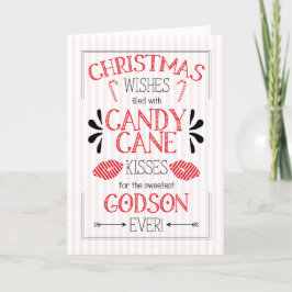 voor Godson Candy Cane Kisses Kerstwens Feestdagen Kaart