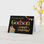 Voor Godson Chic Candles, Bunting Birthday Card Kaart (Gele Bloem)