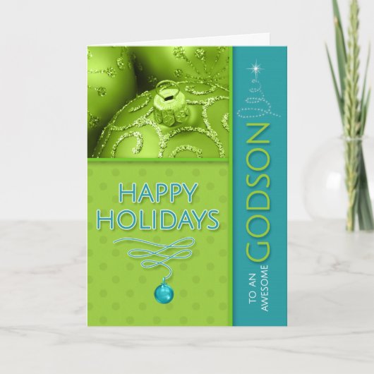 voor Godson Green en Turquoise Modern Holiday Feestdagen Kaart (Voorkant)