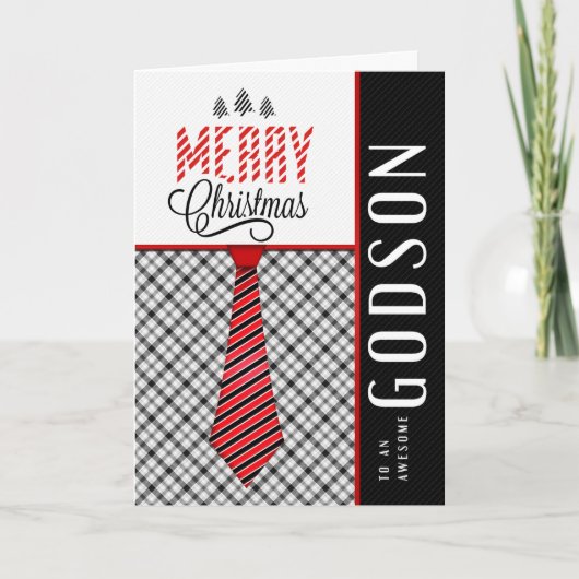 voor Godson Merry Kerstmis Masculine Necktie Feestdagen Kaart (Voorkant)