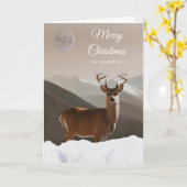 Voor Godson Vrolijk Kerstfeest met Herten en Sneeu Kaart (Gele Bloem)