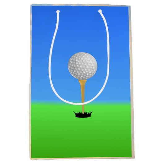 Voor! Golf Ball op T-shirt Medium Cadeauzakje (Voorkant)