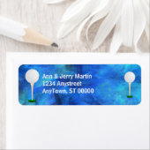 Voor golfers Adres Label golfballen op blauw (Insitu)