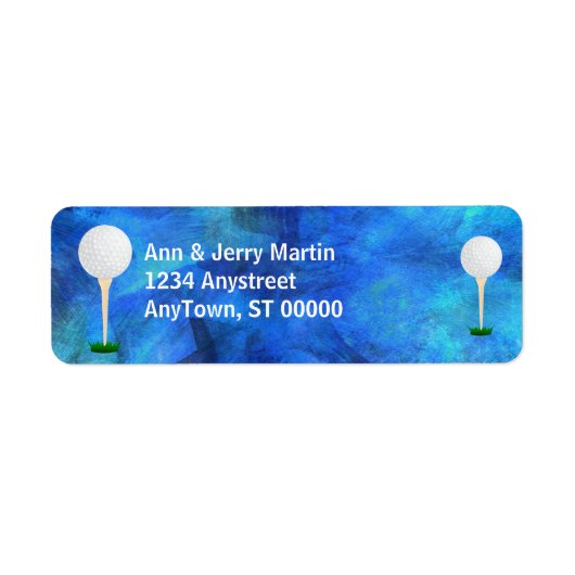 Voor golfers Adres Label golfballen op blauw (Voorkant)