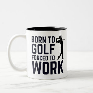 Voor golfliefhebbers, geboren om te golfen gedwong tweekleurige koffiemok
