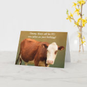 Voor Gramp Funny Koe Birthday Card Kaart (Gele Bloem)