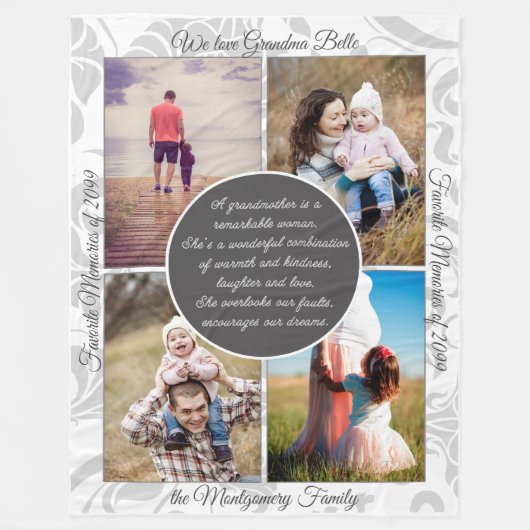 voor Grandma 4 Fotonaam en berichtliefhebbend gehe Fleece Deken (Voorkant)