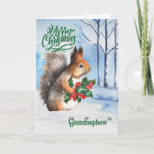 voor Grandnephew-kerstvierkant Winter Woodland Feestdagen Kaart