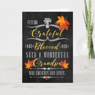 voor Grandpa Chalkboard Blessings on Thanksgiving Feestdagen Kaart