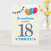 Voor Grandson 18th Birthday Bunting Balloons Kaart (Gele Bloem)