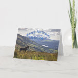 Voor Grandson: een paard en een landschaps- en ver Kaart<br><div class="desc">Een paard kijkt naar een verbluffend landschap met een meer op afstand. Een uitzicht uit het Lake District in het Verenigd Koninkrijk.</div>