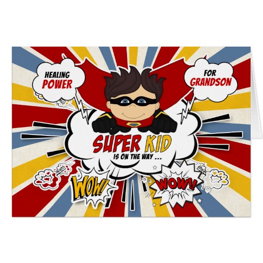 voor Grandson Get Well Boy Superheld Comic Book (Voorkant Horizontaal)