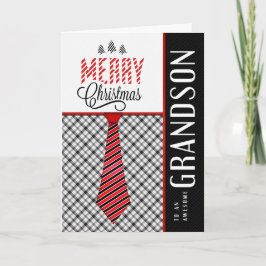 voor Grandson Merry Kerstmis Masculine Necktie Feestdagen Kaart