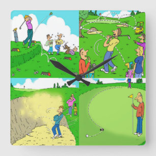 Voor grappige Cartoons van Golf. Vierkante Klok