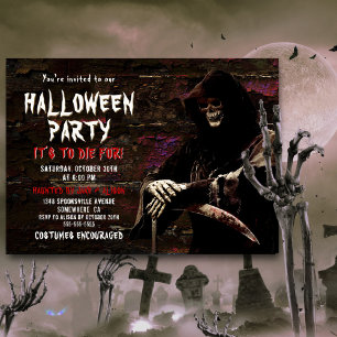 Voor Grim Reaper Halloween party Kaart