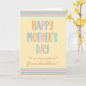 Voor Grootmoeder Moederdag Stripes en Typografie Kaart (Gele Bloem)