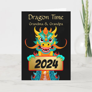 Voor grootouders Chinees Nieuwjaar van de Draak Feestdagen Kaart