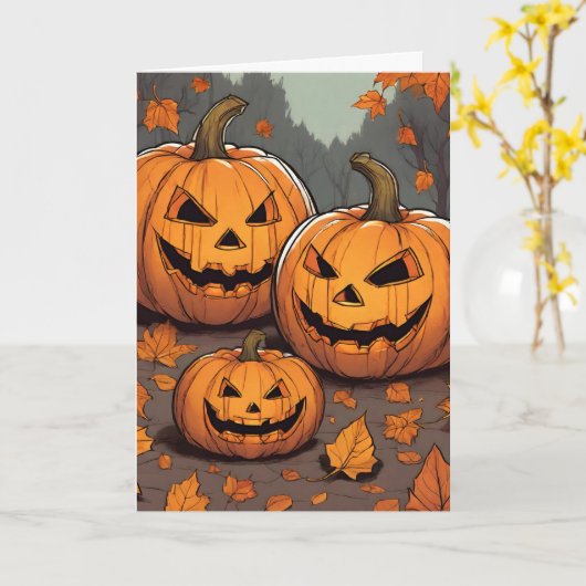 Voor Grootouders Halloween Jack o' Lantern Grins Kaart (Gele Bloem)
