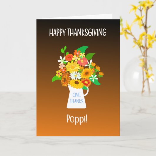 Voor grootvader Thanksgiving Bloemenboeket Kaart (Gele Bloem)