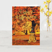 voor Grootzoon Teddy Bear Witch Halloween Kaart (Gele Bloem)