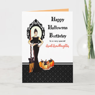 Voor Grote Kleindochter Halloween Verjaardagsheks Kaart