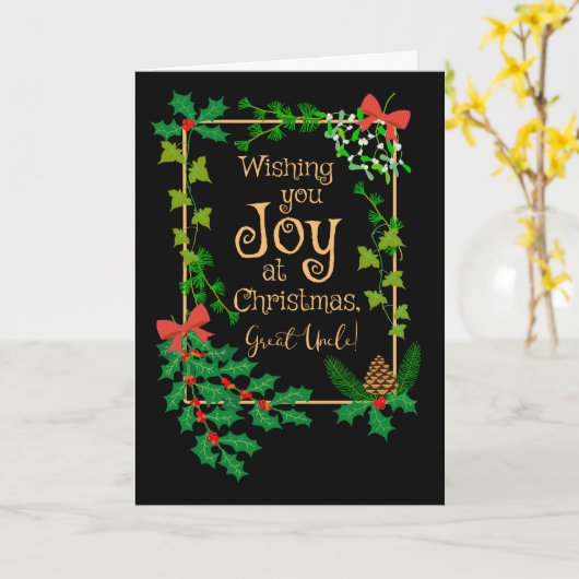 Voor grote oom kerst vreugde Holly Mistletoe Kaart (Gele Bloem)