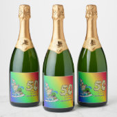Voor HAAR 50e Jubileum Regenboog Mousserende Wijn  Sparkling Wijnetiket (Flessen)
